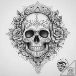 Tattoo sketch узор в виде черепа с солнцем, t… – tattoo sketch (№1760004385_0, 09.10.2025 10:06) — tattoovalue.net