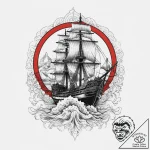 Tattoo sketch historical japanese ship, ink i… – tattoo sketch (№1760005255_0, 09.10.2025 10:20) — tattoovalue.net