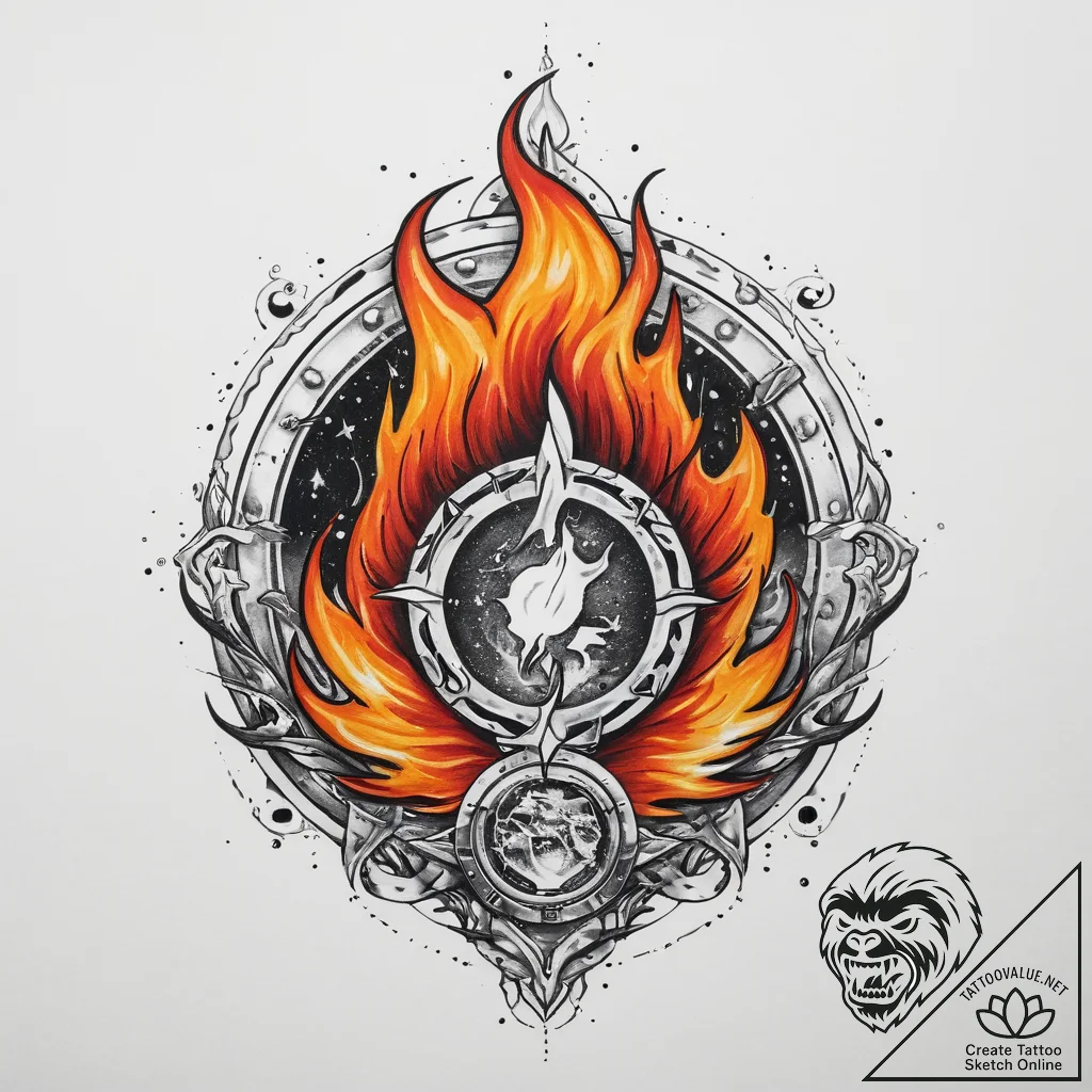 Tattoo sketch cosmic fire - tattoo sketch (№1760005471_0, 09.10.2025 10:24) — tattoovalue.net