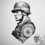 Tattoo sketch soldier with a map, tattoo sket… – tattoo sketch (№1760007637_0, 09.10.2025 11:00) — tattoovalue.net
