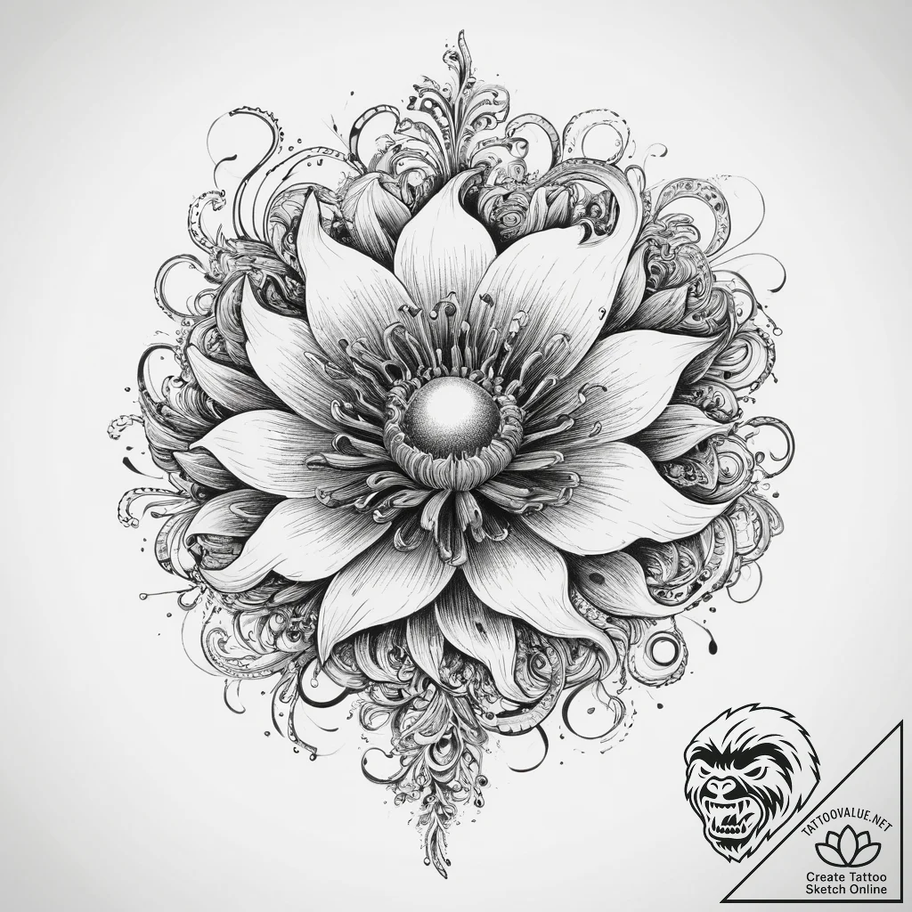Tattoo sketch sea anemone, concept art for ta... - tattoo sketch (№1760008733_0, 09.10.2025 11:18) — tattoovalue.net