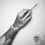 Tattoo sketch hands with a needle – tattoo sketch (№1760009383_0, 09.10.2025 11:29) — tattoovalue.net