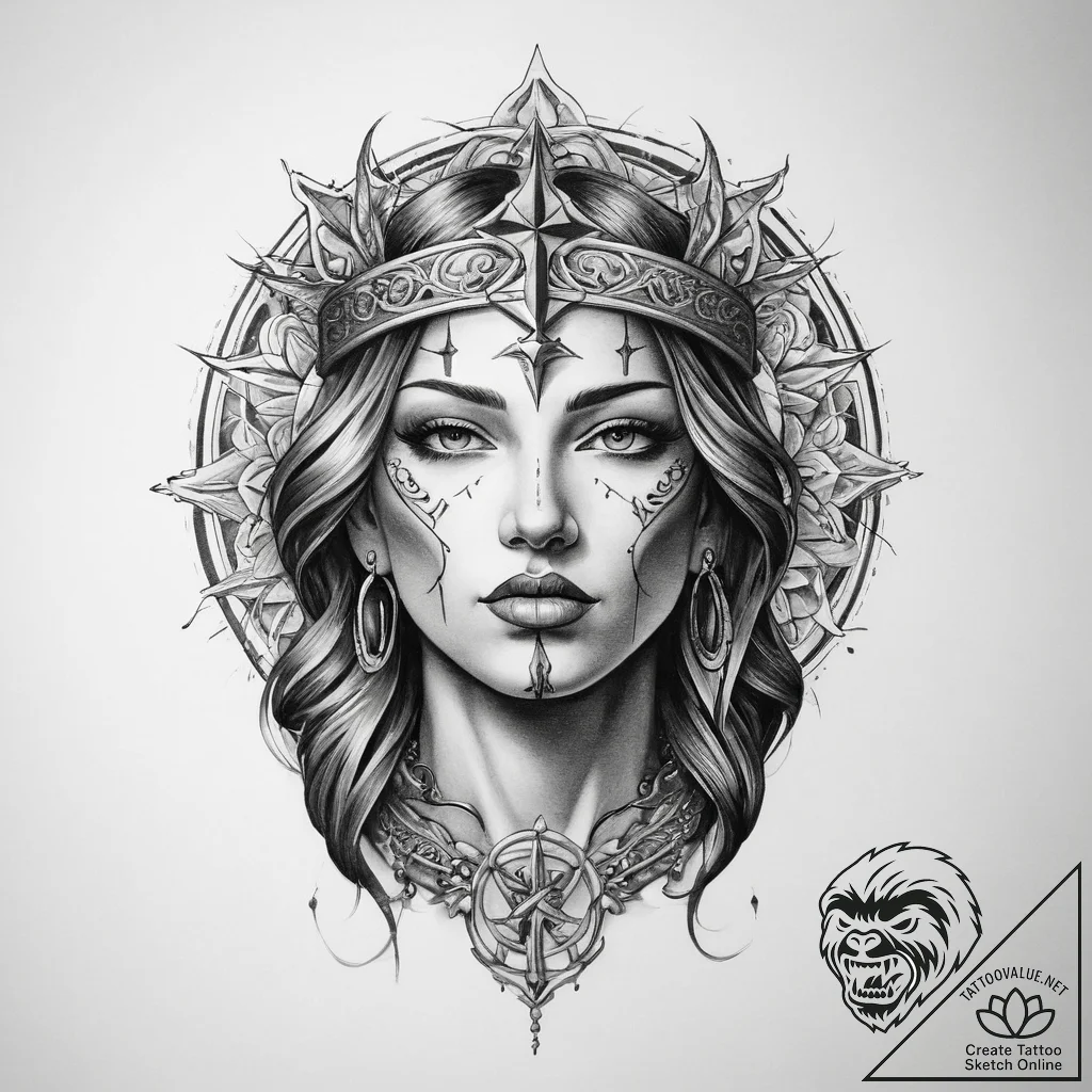 Tattoo sketch blessed character - tattoo sketch (№1760011118_0, 09.10.2025 11:58) — tattoovalue.net