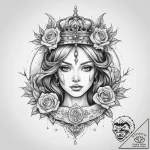 Tattoo sketch dragon queen crown, tattoo line… – tattoo sketch (№1760013555_0, 09.10.2025 12:39) — tattoovalue.net