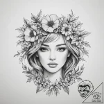 Tattoo sketch flower crown tattoo – tattoo sketch (№1760013991_0, 09.10.2025 12:46) — tattoovalue.net