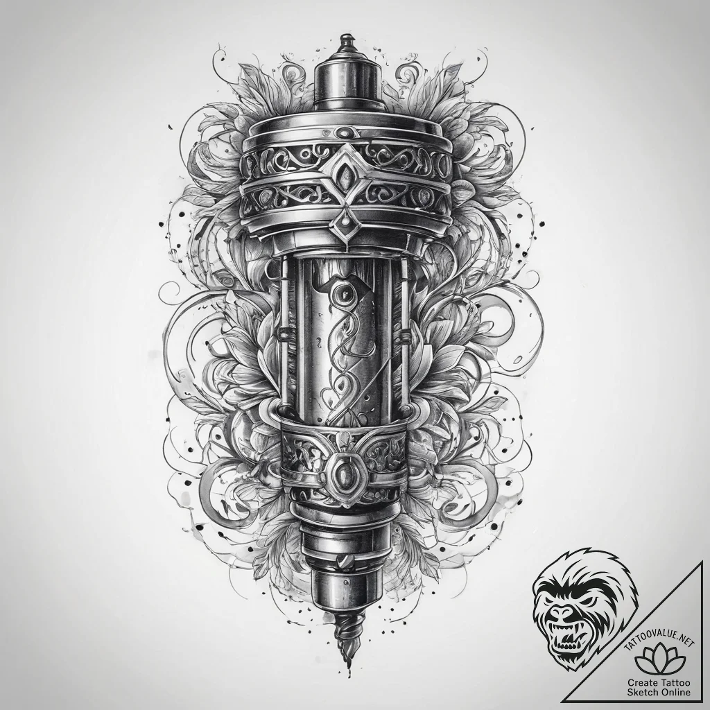 Tattoo sketch hands with a piston, ink illust... - tattoo sketch (№1760019248_0, 09.10.2025 14:14) — tattoovalue.net