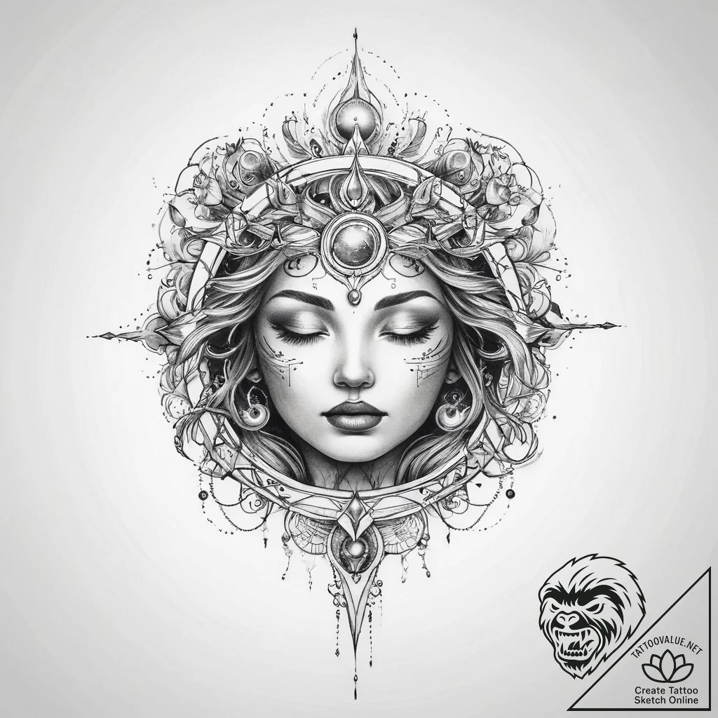 Tattoo sketch cosmic land - tattoo sketch (№1760019494_0, 09.10.2025 14:18) — tattoovalue.net