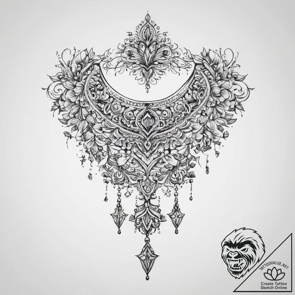 Tattoo sketch ornamental ожерелье - tattoo sketch (№1760020584_0, 09.10.2025 14:36) — tattoovalue.net