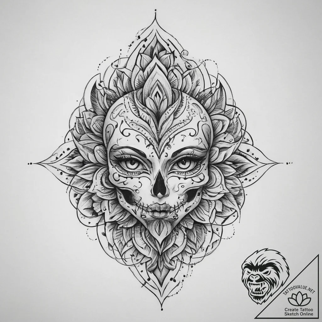 Tattoo sketch reflection, artistic tattoo ske... - tattoo sketch (№1760021016_0, 09.10.2025 14:43) — tattoovalue.net