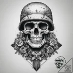 Tattoo sketch soldier with a skull, ink illus… – tattoo sketch (№1760021232_0, 09.10.2025 14:47) — tattoovalue.net
