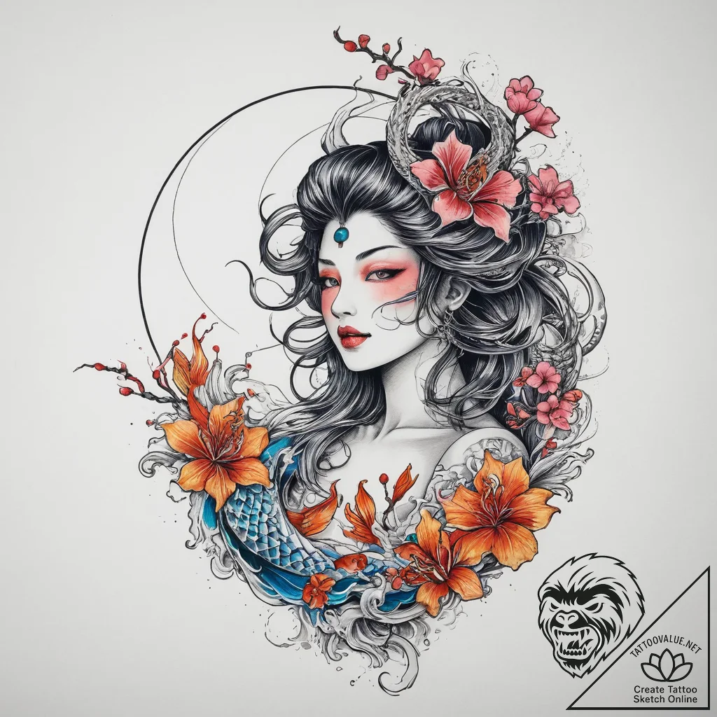 Tattoo sketch moon goddess, tattoo drawing ou... - tattoo sketch (№1760021884_0, 09.10.2025 14:58) — tattoovalue.net