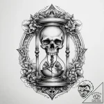 Tattoo sketch old hourglass with a skull – tattoo sketch (№1760022100_0, 09.10.2025 15:01) — tattoovalue.net