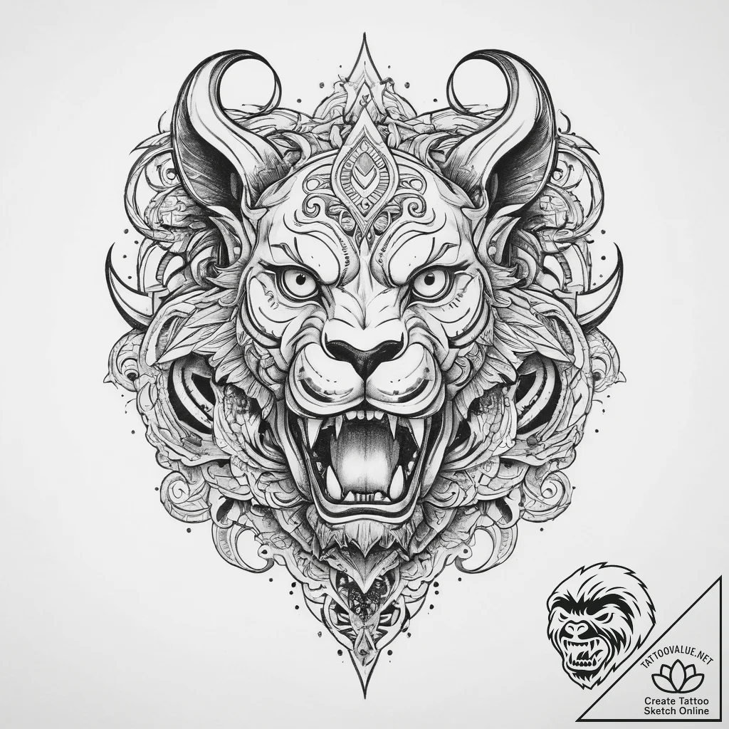 Tattoo sketch chimera, tattoo flash sheet des... - tattoo sketch (№1760022532_0, 09.10.2025 15:08) — tattoovalue.net