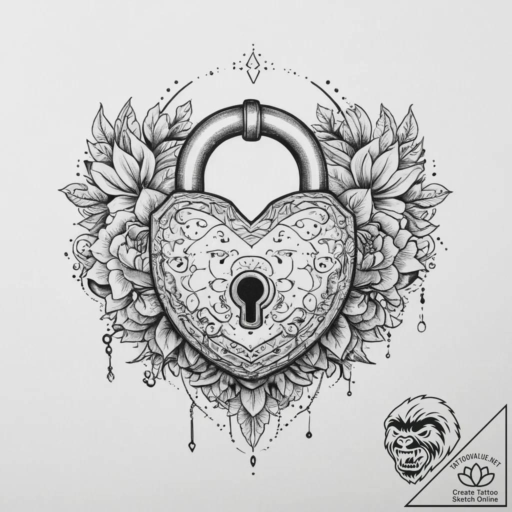 Tattoo hands with a lock, tattoo flash sheet... - tattoo sketch (№1760022748_0, 09.10.2025 15:12) — tattoovalue.net