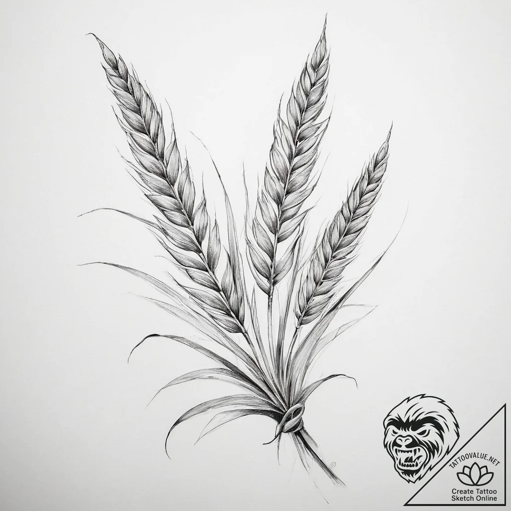 Tattoo sketch wheat - tattoo sketch (№1760023403_0, 09.10.2025 15:23) — tattoovalue.net