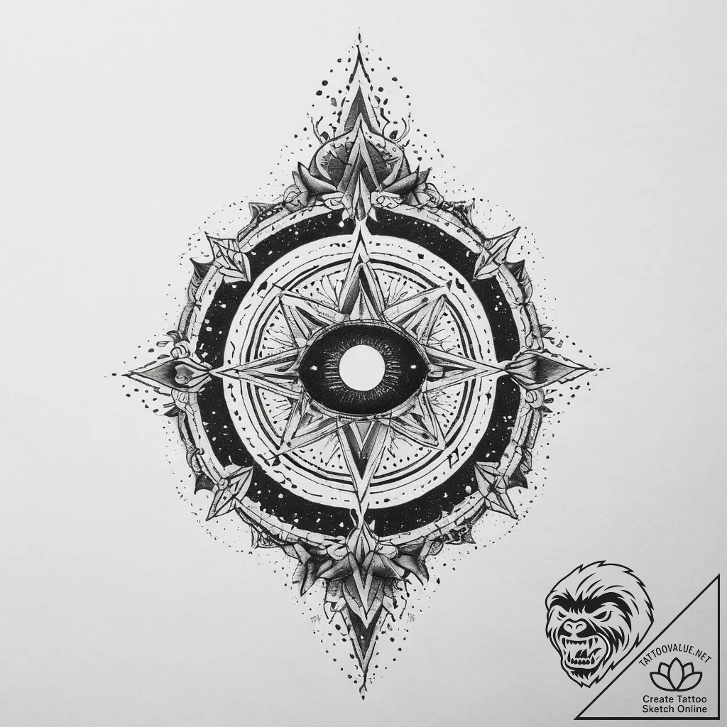 Tattoo sketch cosmic identity, concept art fo... - tattoo sketch (№1760023618_0, 09.10.2025 15:26) — tattoovalue.net