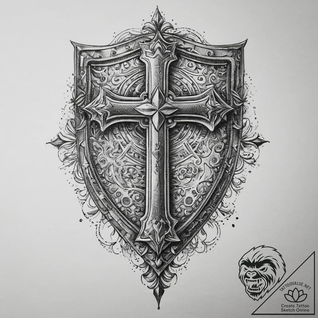 Tattoo sketch shield, artistic tattoo sketch,... - tattoo sketch (№1760024481_0, 09.10.2025 15:41) — tattoovalue.net