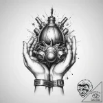 Tattoo sketch hands with a bomb – tattoo sketch (№1760025569_0, 09.10.2025 15:59) — tattoovalue.net