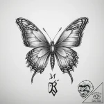 Tattoo sketch wunjo rune with a butterfly – tattoo sketch (№1760025785_0, 09.10.2025 16:03) — tattoovalue.net