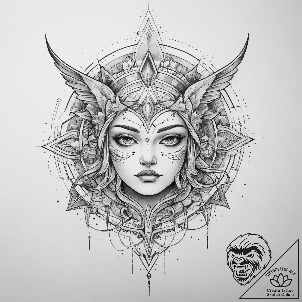 Tattoo sketch cosmic fable, tattoo drawing ou... - tattoo sketch (№1760027962_0, 09.10.2025 16:39) — tattoovalue.net