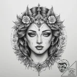 Tattoo sketch divine character, tattoo flash… – tattoo sketch (№1760028613_0, 09.10.2025 16:50) — tattoovalue.net