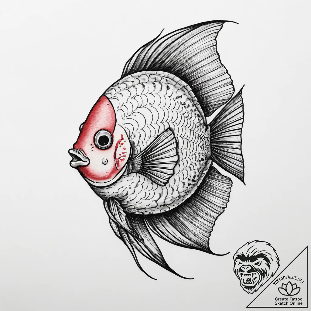 Tattoo sketch discus fish, tattoo flash sheet... - tattoo sketch (№1760029485_0, 09.10.2025 17:04) — tattoovalue.net