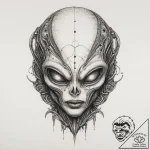 Tattoo sketch alien head tattoo, ink illustra… – tattoo sketch (№1760029702_0, 09.10.2025 17:08) — tattoovalue.net