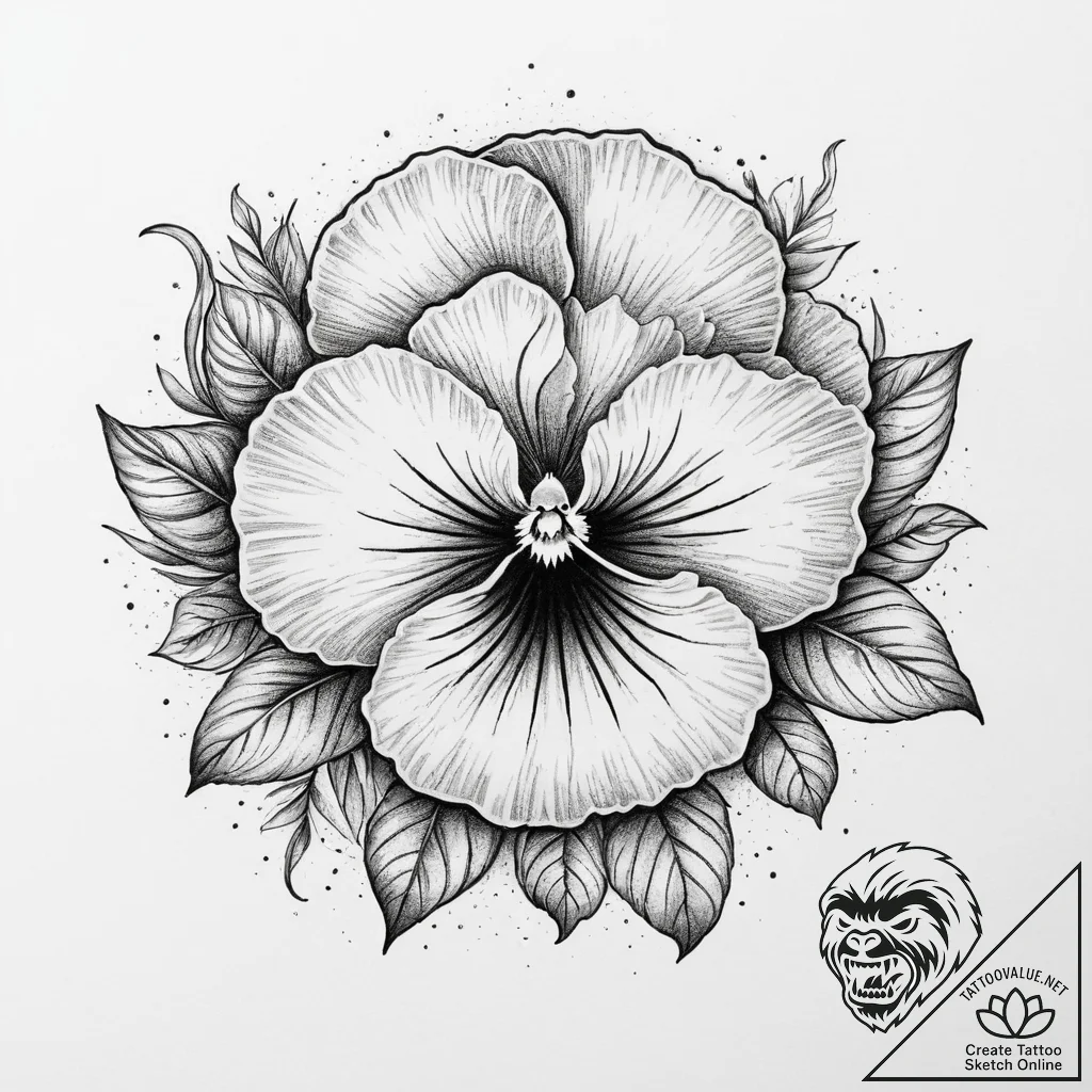 Tattoo sketch pansy flower, artistic tattoo s... - tattoo sketch (№1760029918_0, 09.10.2025 17:11) — tattoovalue.net