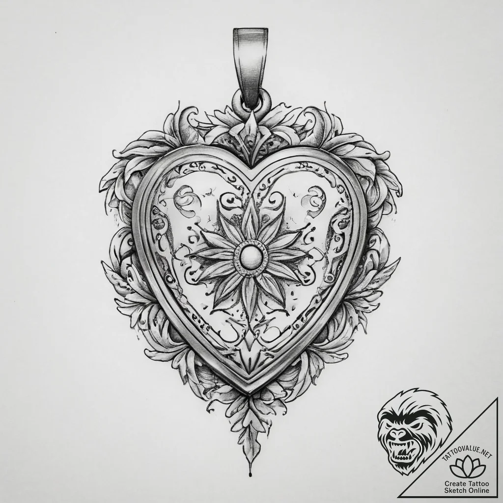 Tattoo sketch locket photo tattoo - tattoo sketch (№1760031212_0, 09.10.2025 17:33) — tattoovalue.net