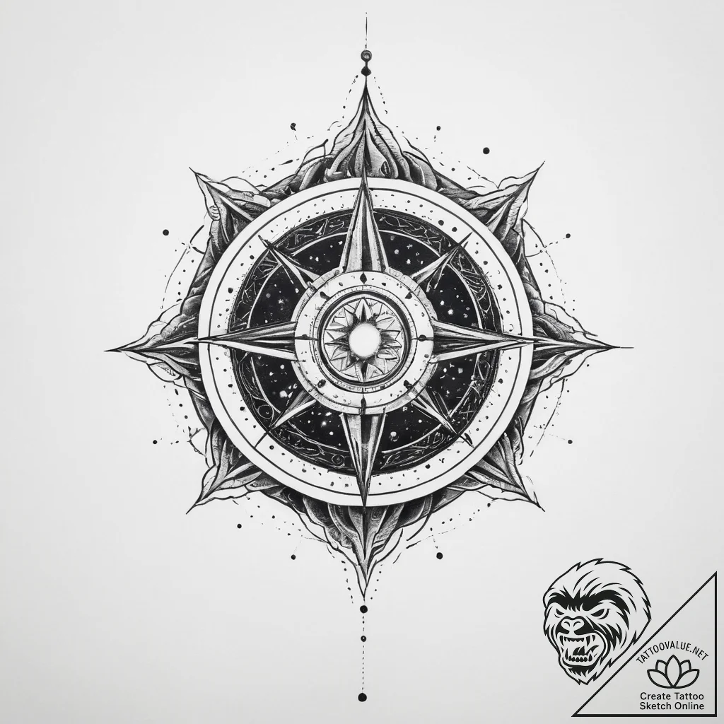Tattoo sketch cosmic source - tattoo sketch (№1760031427_0, 09.10.2025 17:37) — tattoovalue.net