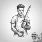 Tattoo sketch butcher cleaver and apron, tatt… – tattoo sketch (№1760032517_0, 09.10.2025 17:55) — tattoovalue.net