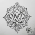 Tattoo sketch berkanan rune with a lotus, con… – tattoo sketch (№1760032948_0, 09.10.2025 18:02) — tattoovalue.net