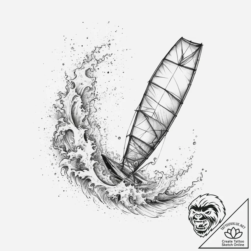 Tattoo sketch kitesurfing on water, tattoo fl... - tattoo sketch (№1760033381_0, 09.10.2025 18:09) — tattoovalue.net