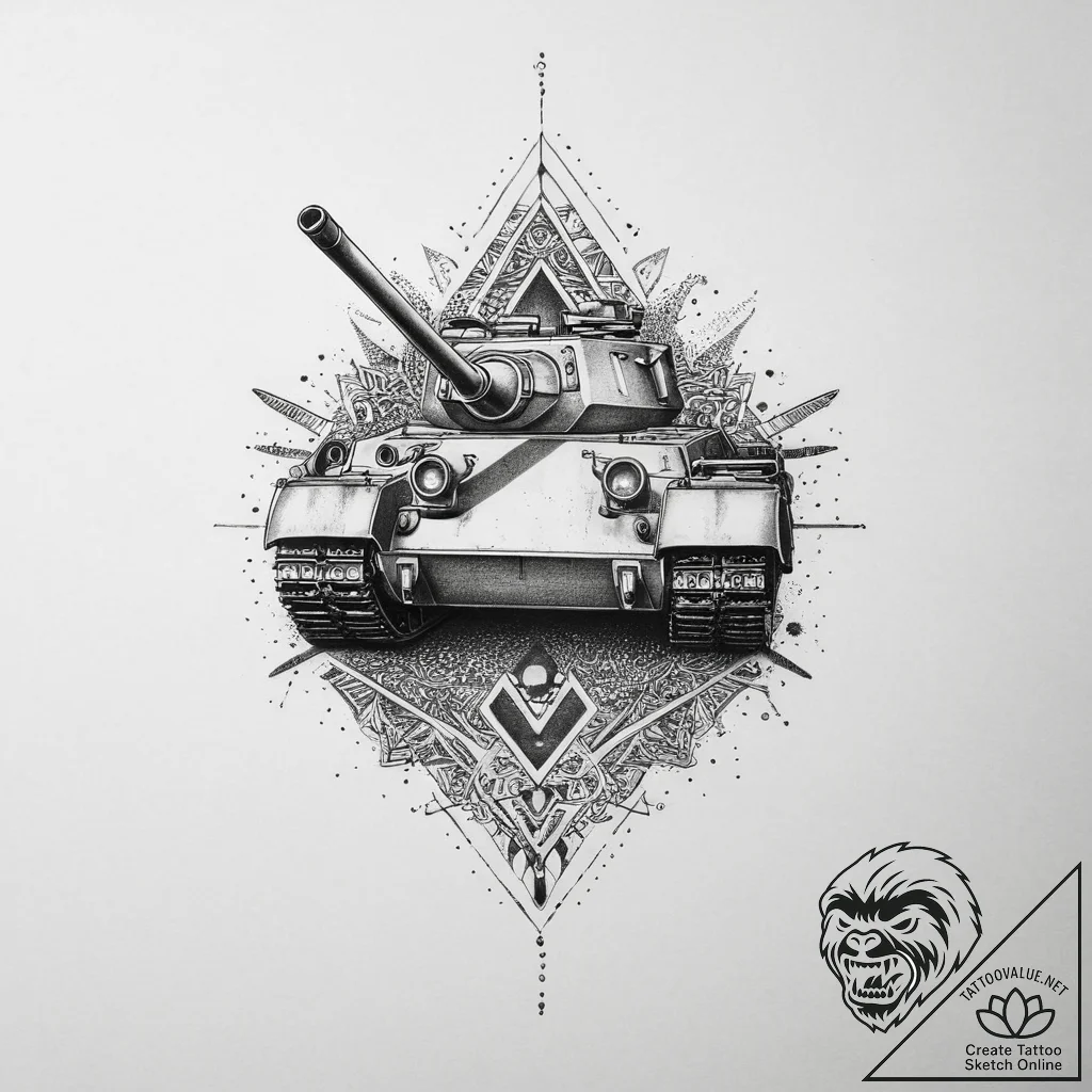 Tattoo sketch tank t-34, tattoo drawing outli... - tattoo sketch (№1760033813_0, 09.10.2025 18:16) — tattoovalue.net