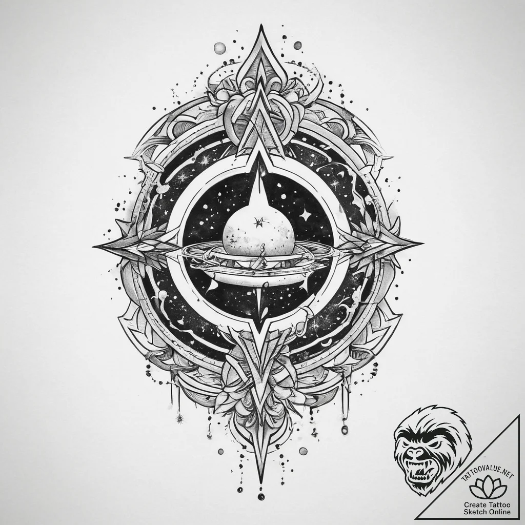 Tattoo sketch cosmic tale, tattoo flash sheet... - tattoo sketch (№1760035331_0, 09.10.2025 18:42) — tattoovalue.net