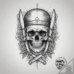 Tattoo sketch butcher meat cleaver and skull,… – tattoo sketch (№1760037941_0, 09.10.2025 19:25) — tattoovalue.net
