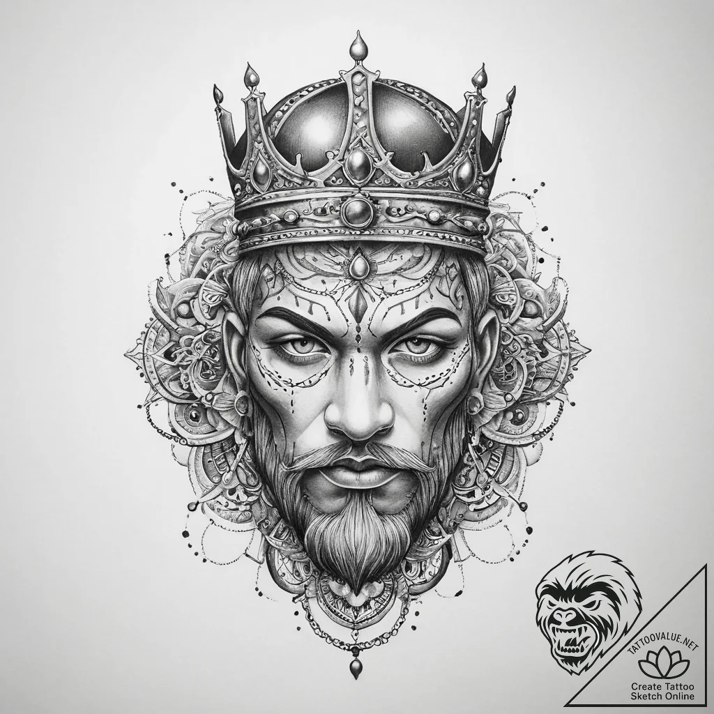Tattoo sketch king tattoo - tattoo sketch (№1760038373_0, 09.10.2025 19:32) — tattoovalue.net