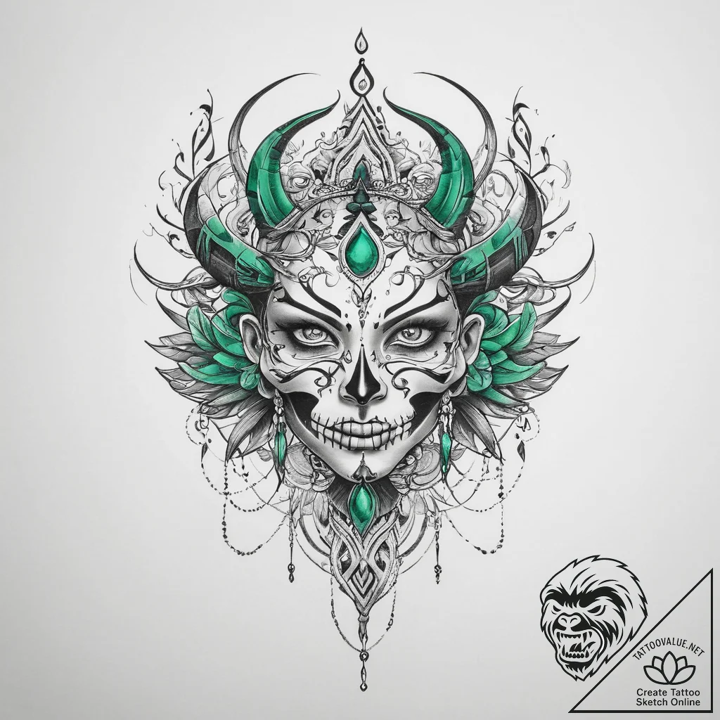 Tattoo sketch green - tattoo sketch (№1760038803_0, 09.10.2025 19:40) — tattoovalue.net