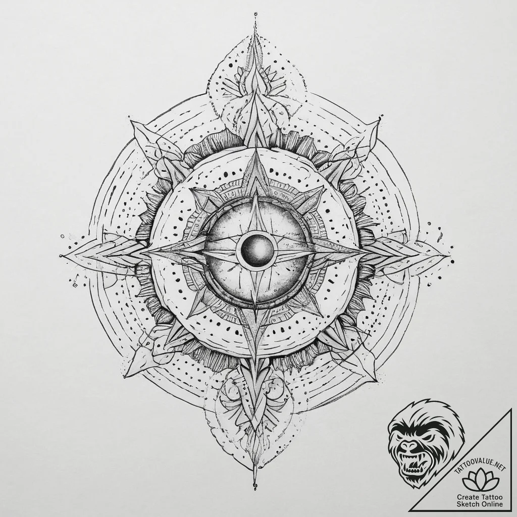Tattoo sketch cosmic fount, tattoo line art,... - tattoo sketch (№1760039450_0, 09.10.2025 19:50) — tattoovalue.net