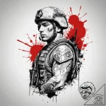Tattoo sketch soldier with a pen, tattoo draw… – tattoo sketch (№1760040754_0, 09.10.2025 20:12) — tattoovalue.net