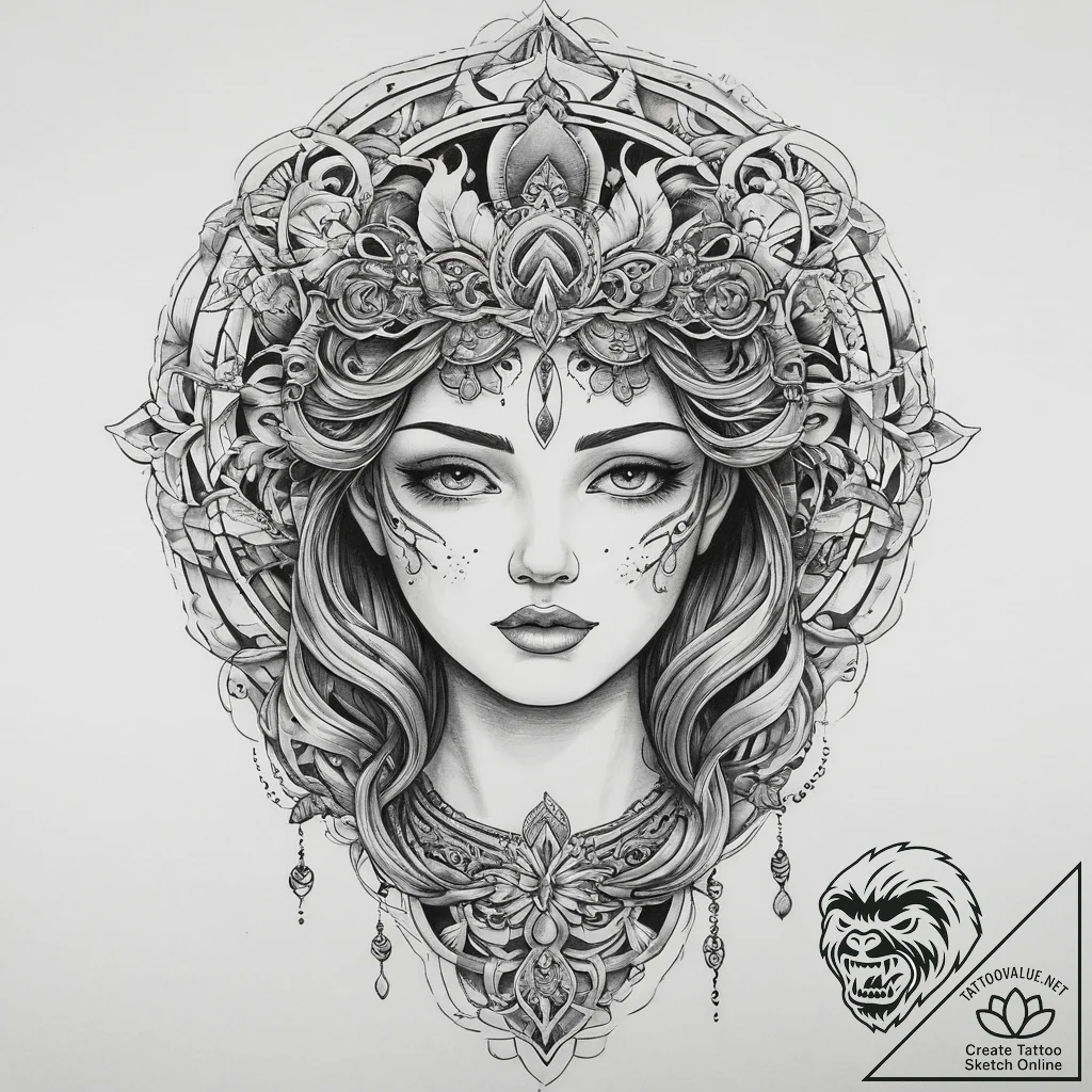 Tattoo sketch spiritual story, tattoo line ar... - tattoo sketch (№1760043347_0, 09.10.2025 20:55) — tattoovalue.net