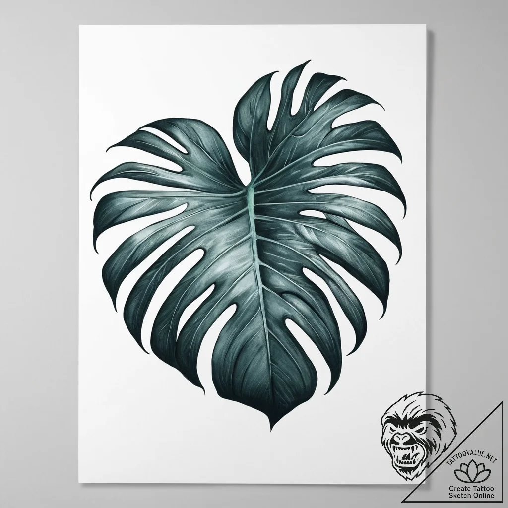 Tattoo sketch monstera - tattoo sketch (№1760045737_0, 09.10.2025 21:35) — tattoovalue.net