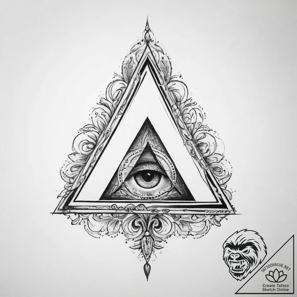 Tattoo sketch magical triangle - tattoo sketch (№1760049204_0, 09.10.2025 22:33) — tattoovalue.net