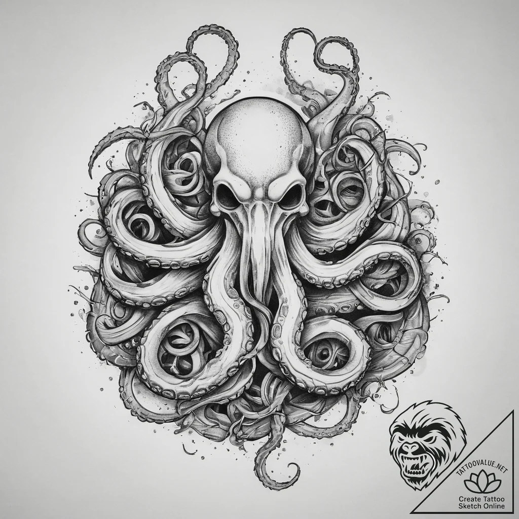 Tattoo sketch kraken tentacle, concept art fo... - tattoo sketch (№1760049851_0, 09.10.2025 22:44) — tattoovalue.net