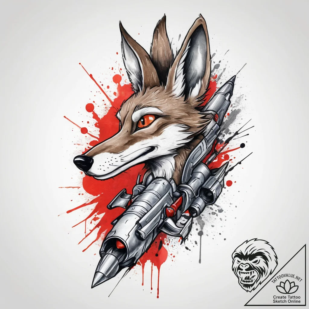 Tattoo sketch wile e. coyote with acme rocket... - tattoo sketch (№1760050288_0, 09.10.2025 22:51) — tattoovalue.net
