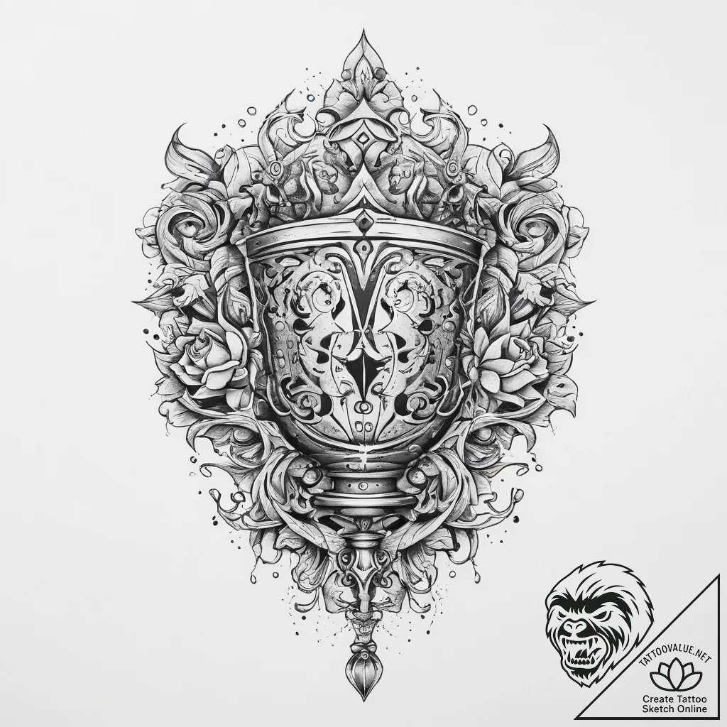Tattoo sketch holy grail, tattoo flash sheet... - tattoo sketch (№1760050939_0, 09.10.2025 23:02) — tattoovalue.net