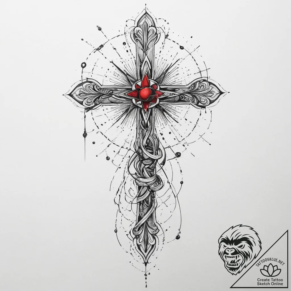 Tattoo sketch cosmic spring, tattoo line art,... - tattoo sketch (№1760051156_0, 09.10.2025 23:05) — tattoovalue.net