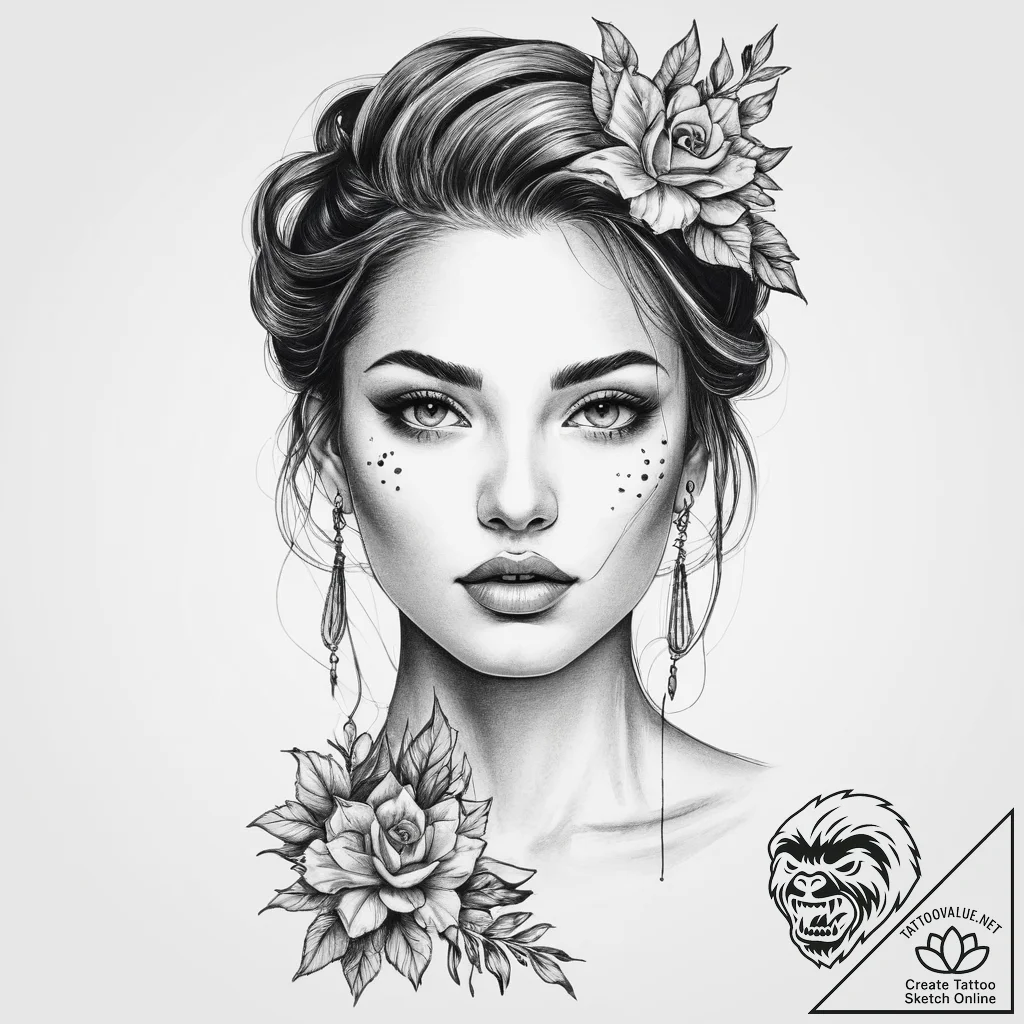 Tattoo sketch узор в виде женского портрета,... - tattoo sketch (№1760054643_0, 10.10.2025 00:04) — tattoovalue.net