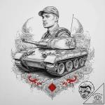 Tattoo sketch soldier with a tank, tattoo dra… – tattoo sketch (№1760055507_0, 10.10.2025 00:18) — tattoovalue.net
