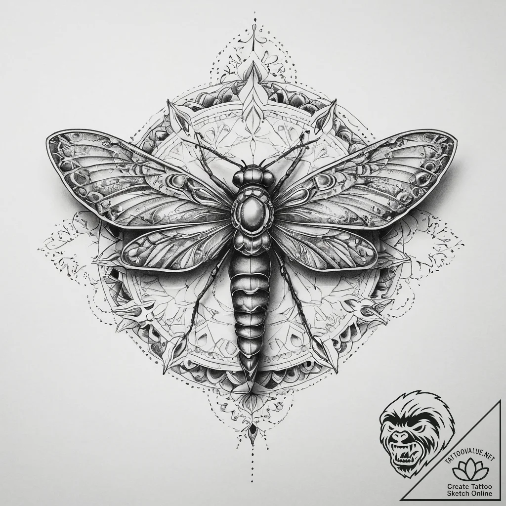 Tattoo sketch mayfly, artistic tattoo sketch,... - tattoo sketch (№1760055723_0, 10.10.2025 00:22) — tattoovalue.net